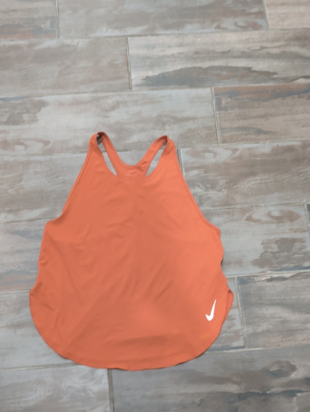 Nike Women's Coral-Orange Racerback Tank with White Swoosh